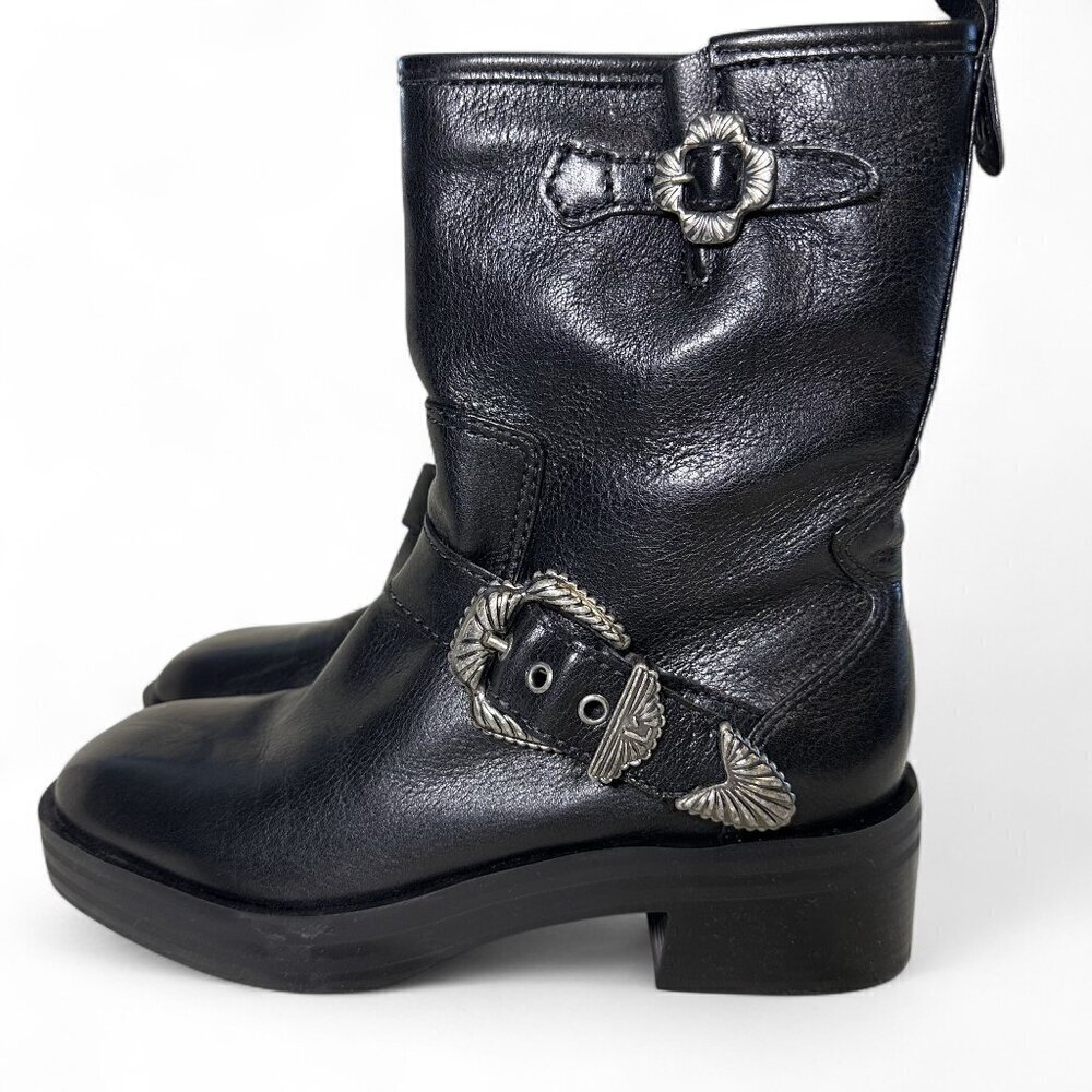 Larroude Women's Hardy Buckle Black Moto Boot EU 37.5 NEW IN BOX - Picture 12 of 16